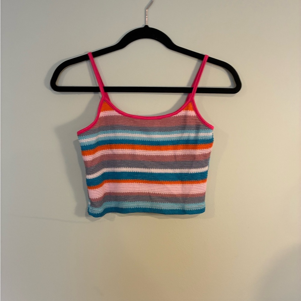 Multicolor Striped Crochet Crop Top